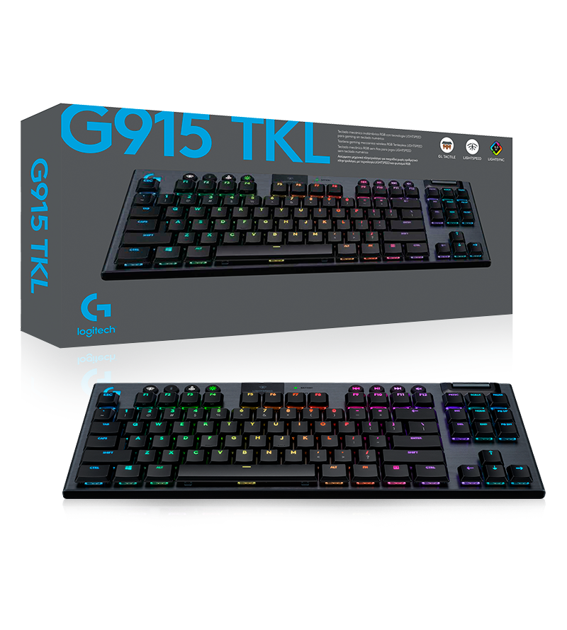 Teclado Gamer Mecánico Inalámbrico Logitech G915 TKL LIGHTSPEED RGB Negro (Ingles)