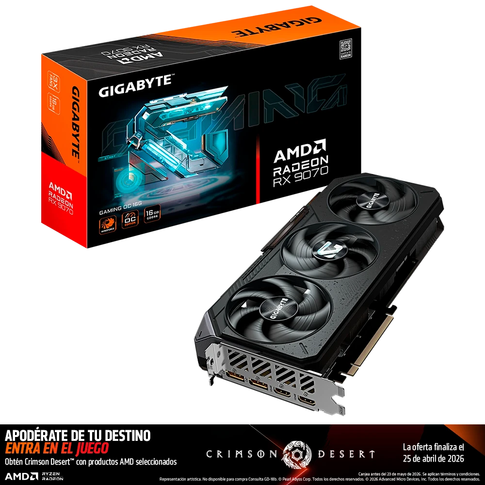 Tarjeta De Vídeo Gigabyte AMD Radeon RX 9070 GAMING OC 16GB