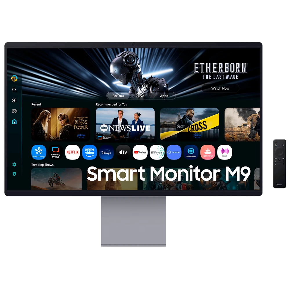 Monitor Smart Samsung M9 M90SF · 32" 4K UHD 165Hz · OLED 0.3ms GTG · Vision AI · Pivot · Parlantes