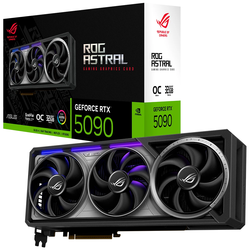 Tarjeta Gráfica ASUS ROG Astral OC · GeForce RTX 5090 · 32GB GDDR7 · Cuádruple Ventilador